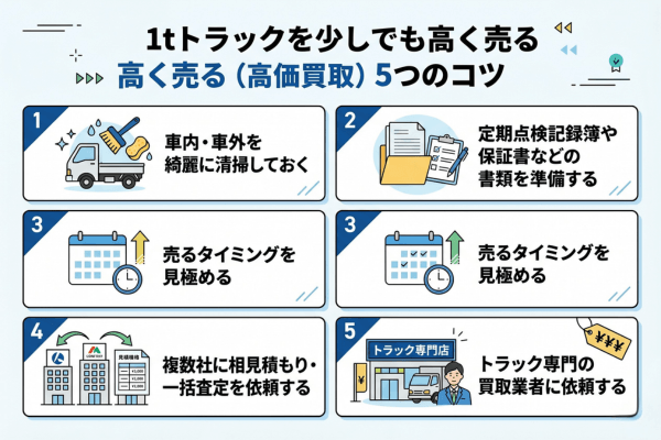 1tトラックを少しでも高く売る（高価買取）5つのコツ