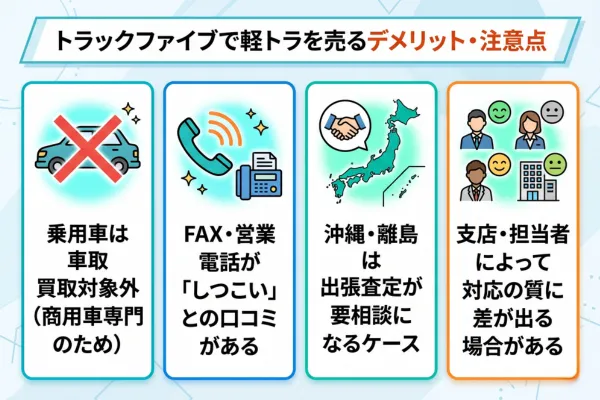 トラックファイブで軽トラを売るデメリット・注意点