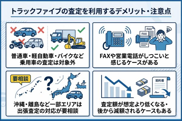 トラックファイブの査定を利用するデメリット・注意点